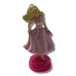 🦋 5/$25 - Vintage Barbie Stamper Figurine - Barbie in a Pink Dress